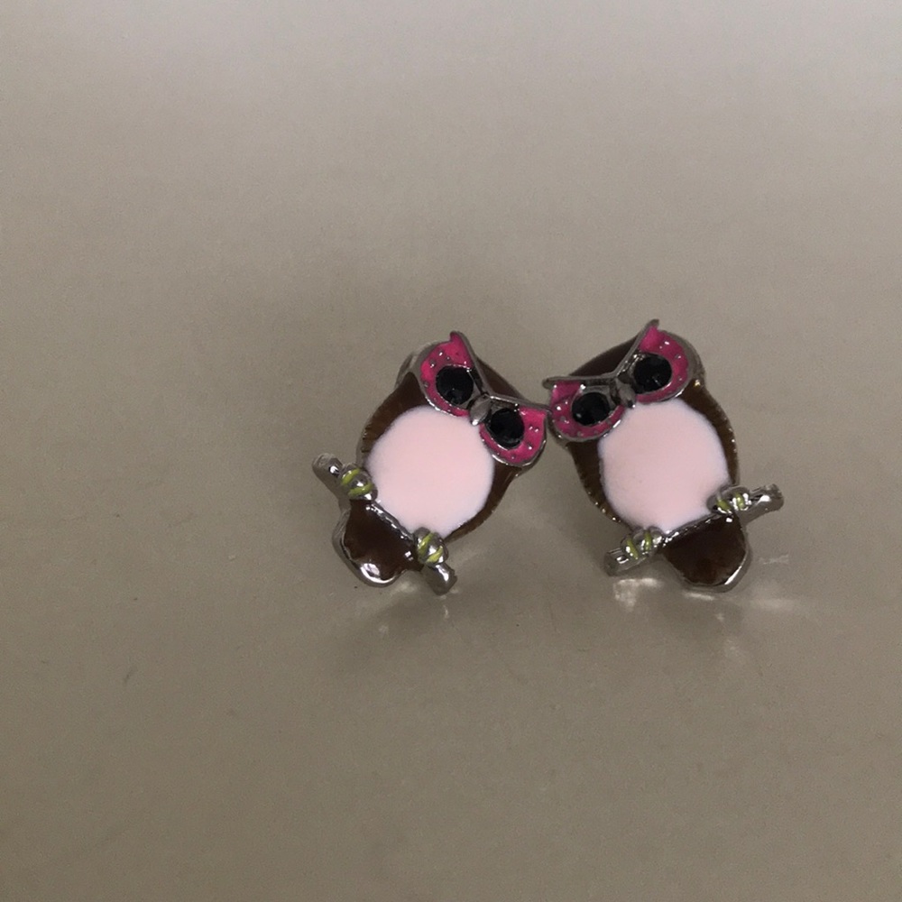 Pink Owl Earrings